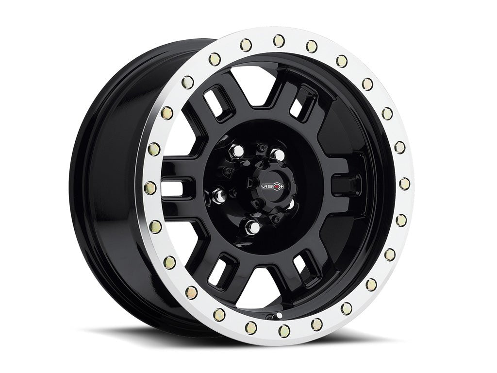 Vision Wheel - Vision 398 Manx - Gloss Black w/ Machined Lip - 15 X 8" - 5 ON 4.5" - 3.75" B.S.
