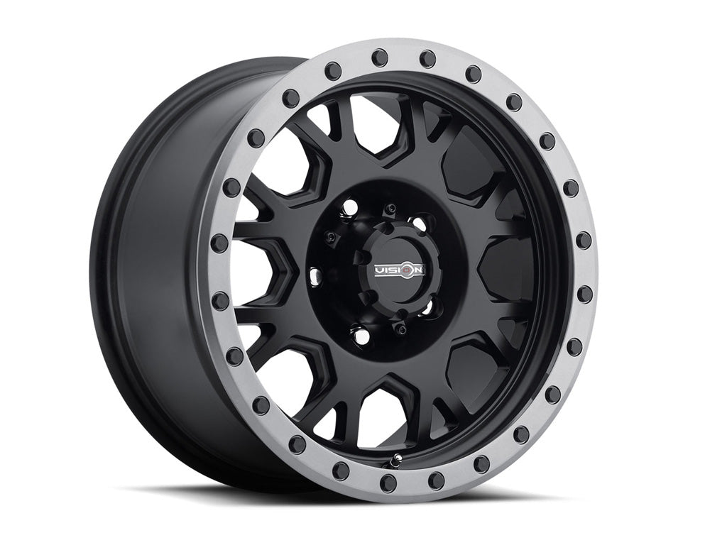 Vision Wheel - Vision GV8 Invader - Matte Black w/ Anthracite Lip - 17 X 9" - 5 ON 5" - 5.45" B.S.