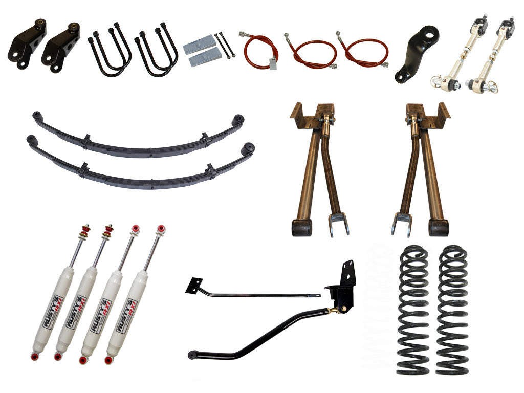 Rusty's XJ Cherokee 6.5" Long Travel Kit with 4.5" Rear Leaf Springs and 1.5" Extended Shackles