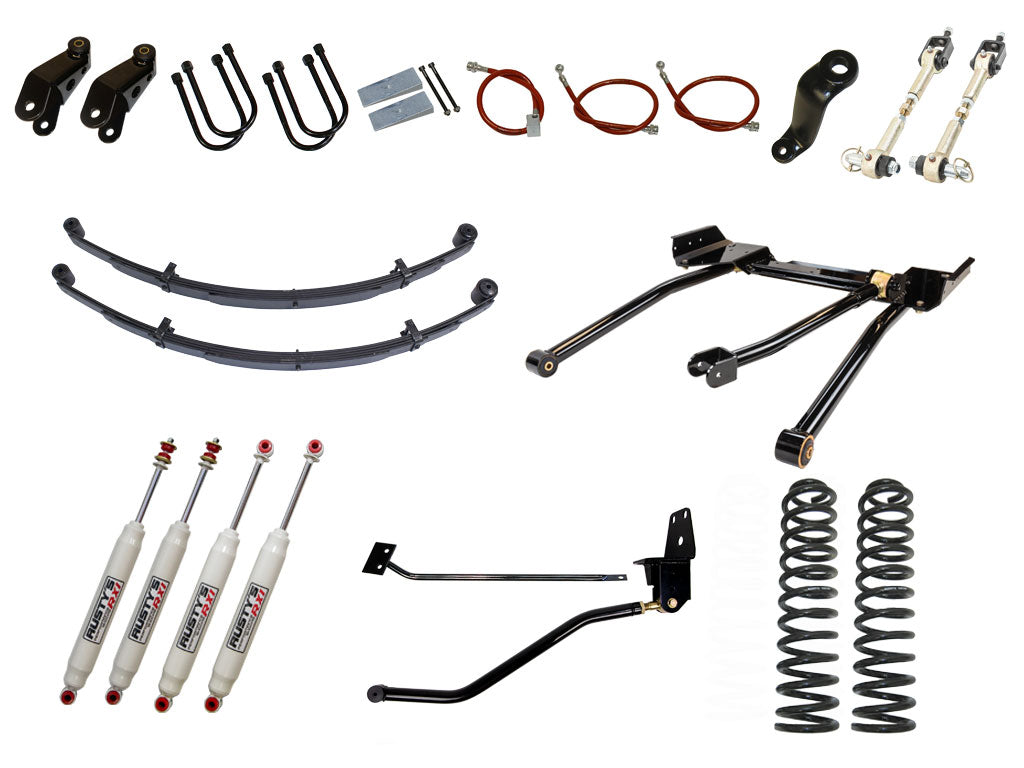 Rusty's XJ Cherokee 6.5" Long Travel Kit with 4.5" Rear Leaf Springs and 1.5" Extended Shackles