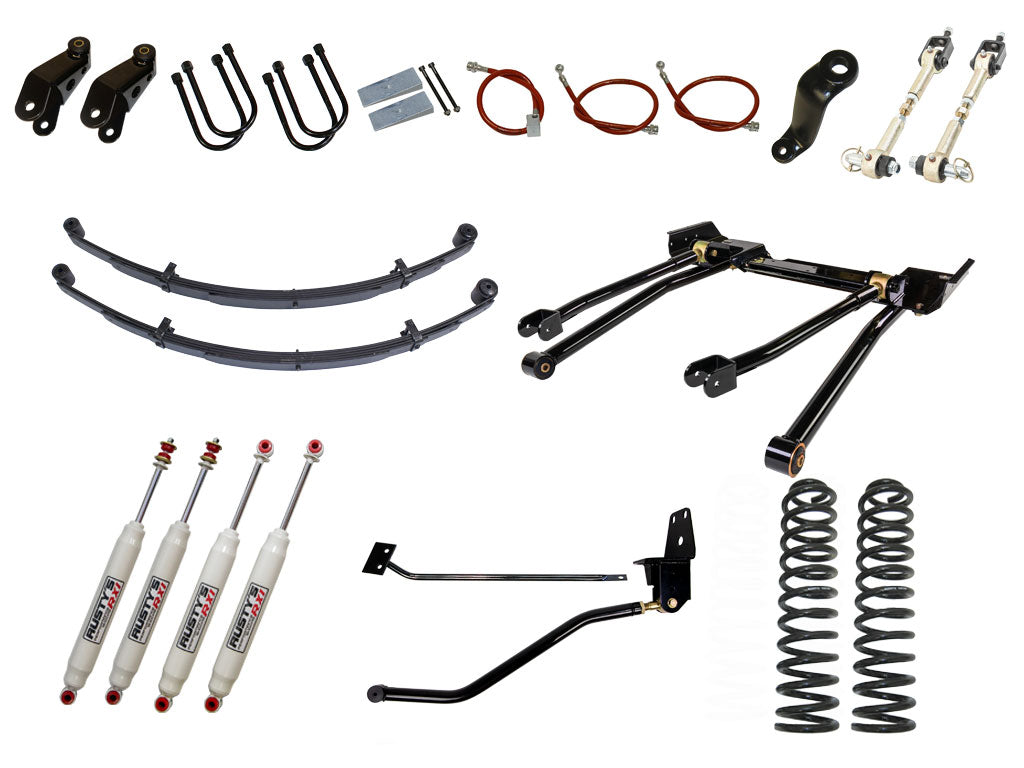 Rusty's XJ Cherokee 6.5" Long Travel Kit with 4.5" Rear Leaf Springs and 1.5" Extended Shackles