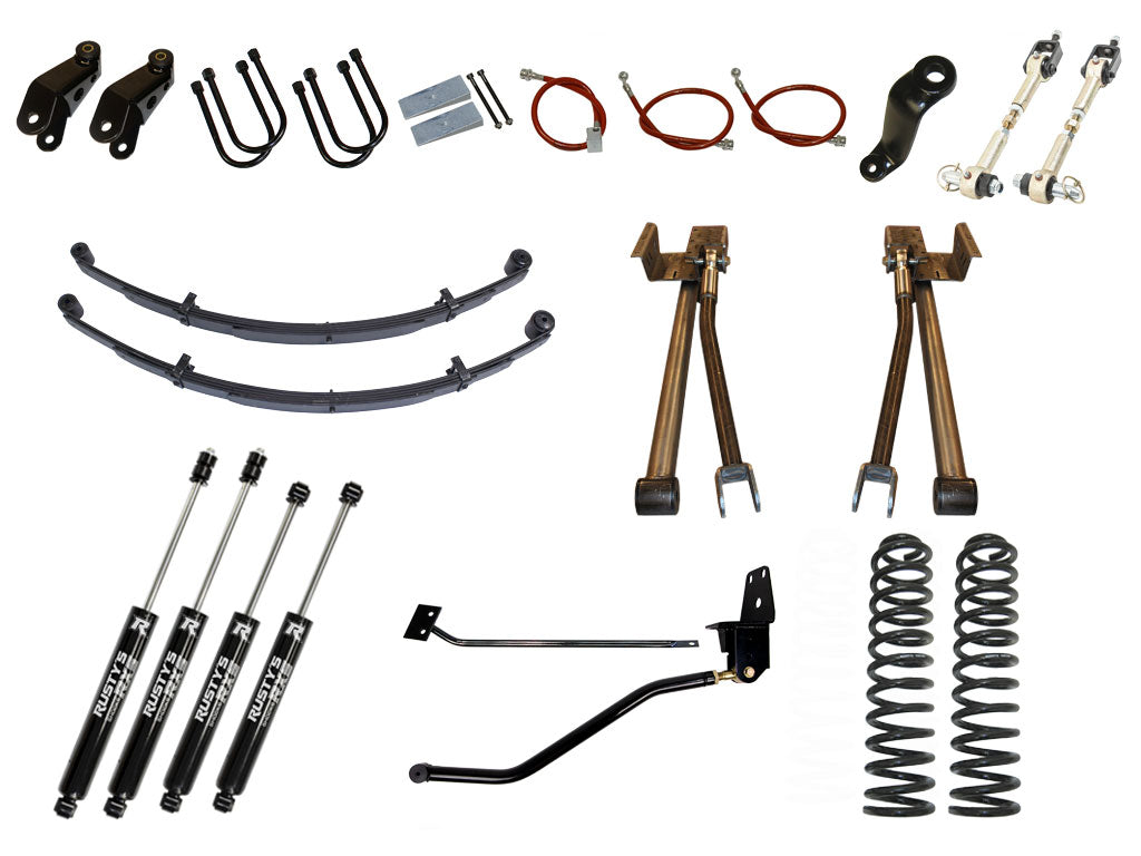 Rusty's XJ Cherokee 6.5" Long Travel Kit with 4.5" Rear Leaf Springs and 1.5" Extended Shackles