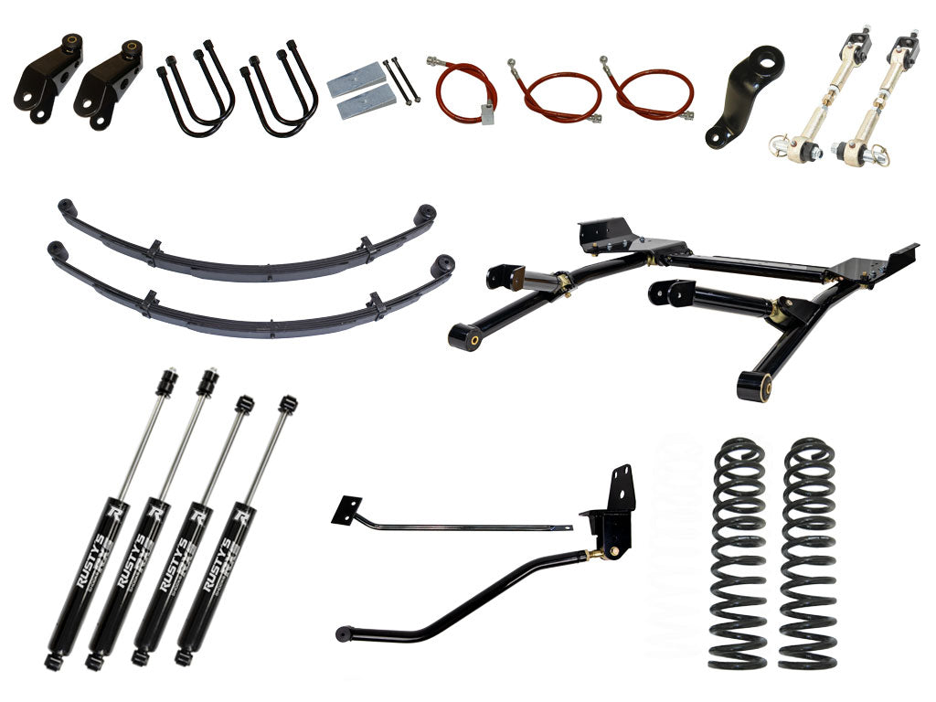 Rusty's XJ Cherokee 6.5" Long Travel Kit with 4.5" Rear Leaf Springs and 1.5" Extended Shackles