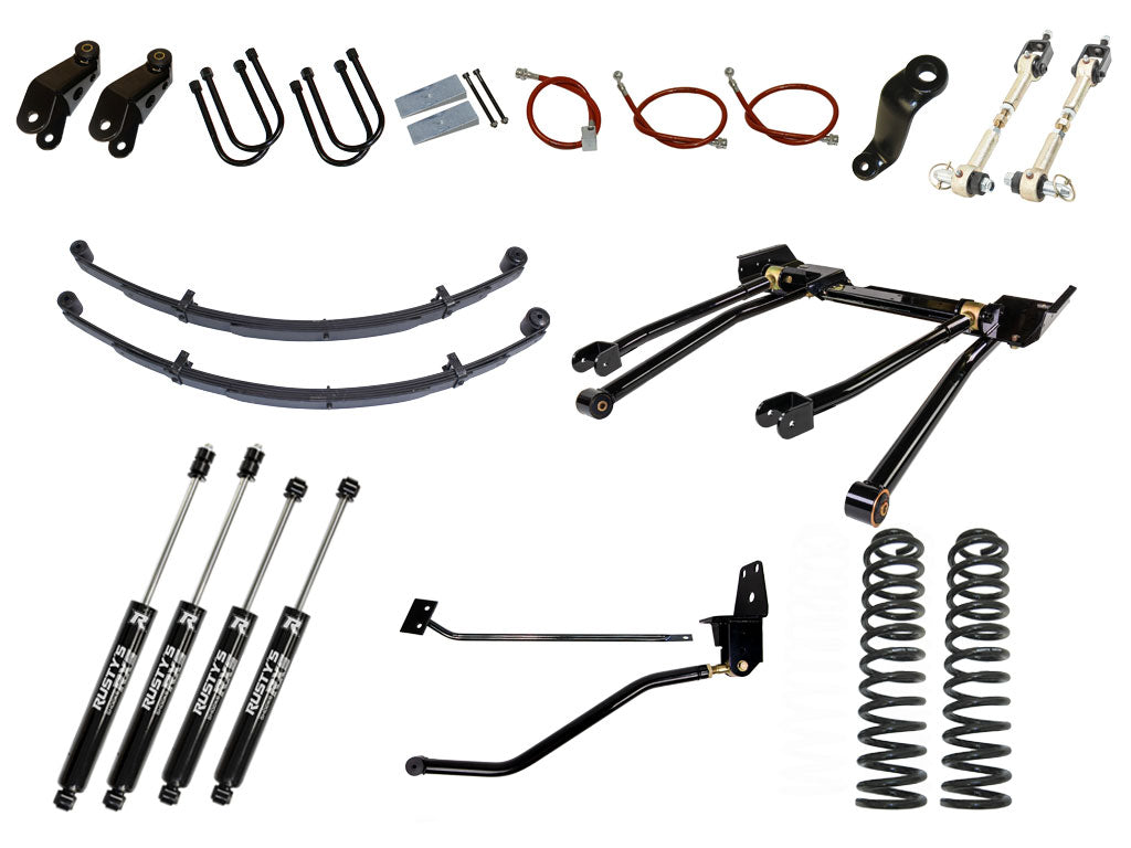 Rusty's XJ Cherokee 6.5" Long Travel Kit with 4.5" Rear Leaf Springs and 1.5" Extended Shackles