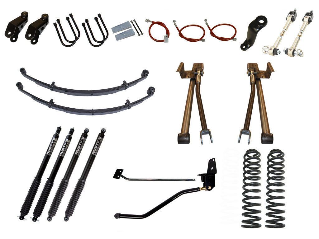 Rusty's XJ Cherokee 6.5" Long Travel Kit with 4.5" Rear Leaf Springs and 1.5" Extended Shackles