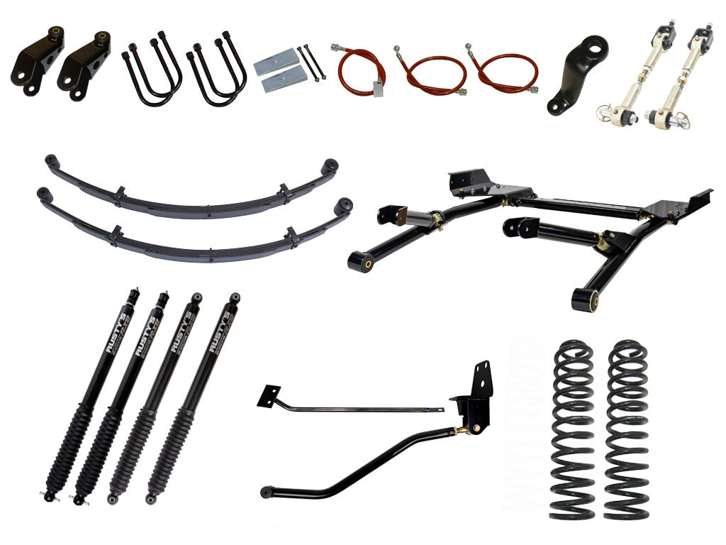 Rusty's XJ Cherokee 6.5" Long Travel Kit with 4.5" Rear Leaf Springs and 1.5" Extended Shackles