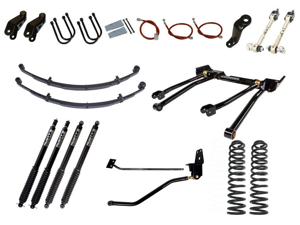 Rusty's XJ Cherokee 6.5" Long Travel Kit with 4.5" Rear Leaf Springs and 1.5" Extended Shackles