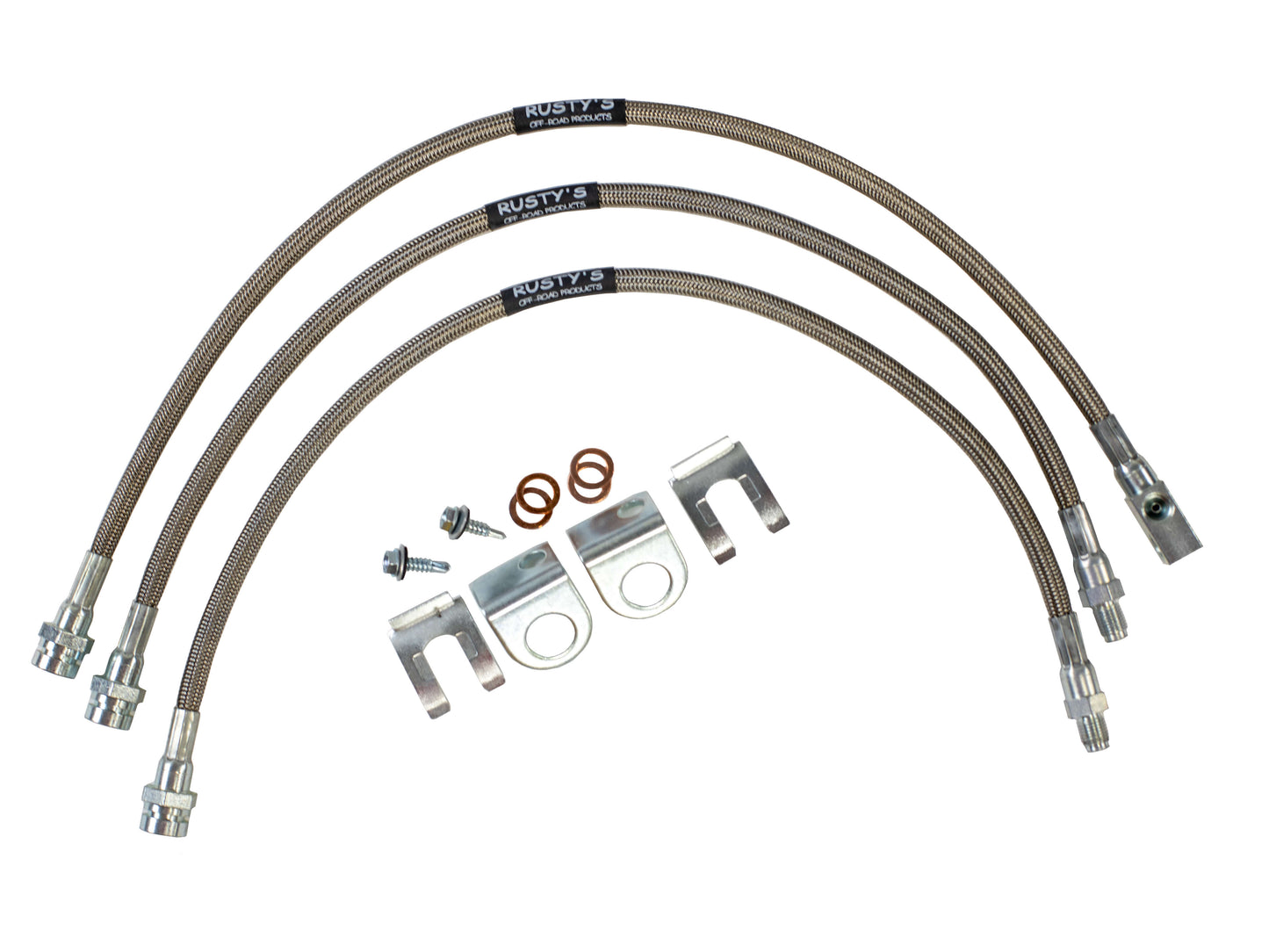 Rusty's Stainless Steel Brake Hoses with Front and Rear Drum Brakes ('60-'76 CJ Models)