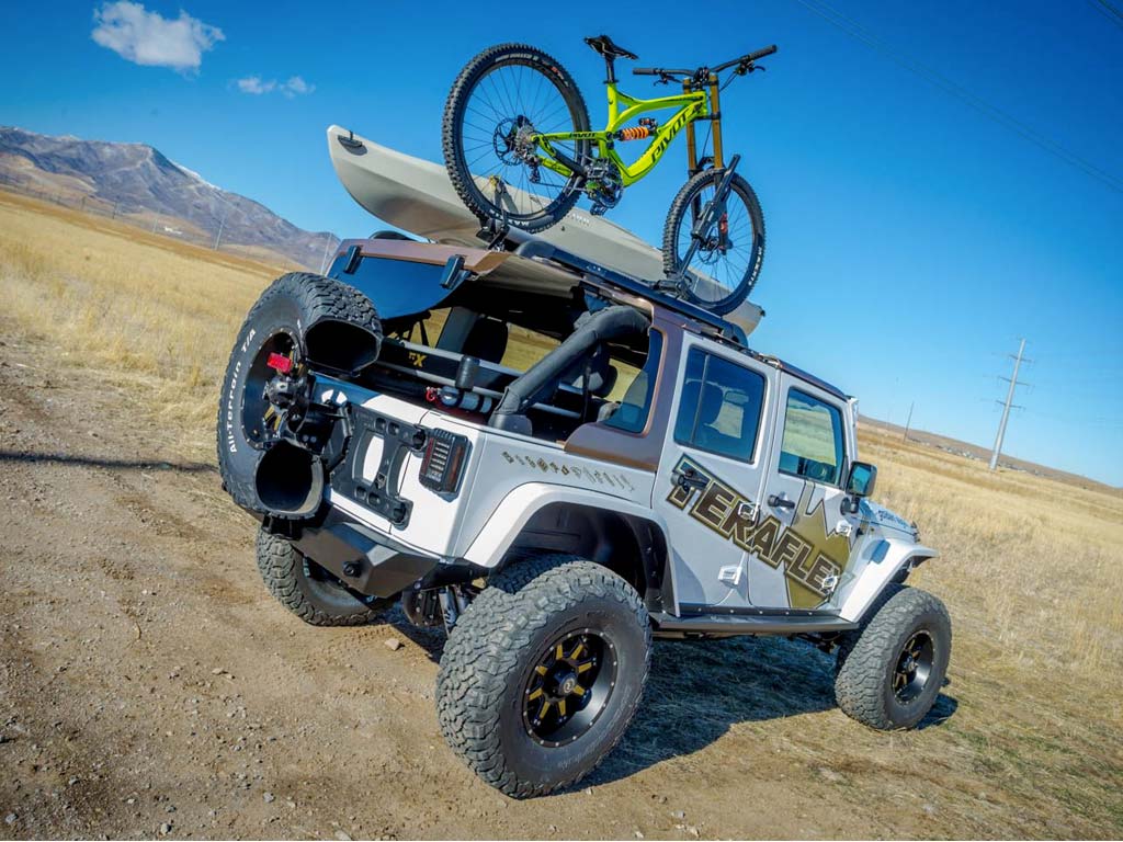 Teraflex JK Wrangler Alpha HD Spare Tire Carrier and Adjustable Spare Tire Mount Kit for 5 on 5" Bolt Pattern