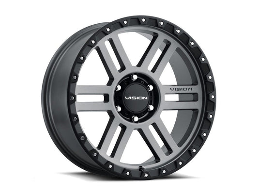 Vision Wheel - Vision 354 Manx 2 - Satin Gray w/ Black Lip - 17 X 9" - 5 ON 5" - 4.5" B.S.