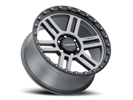 Vision Wheel - Vision 354 Manx 2 - Satin Gray w/ Black Lip - 17 X 9" - 5 ON 5" - 4.5" B.S.