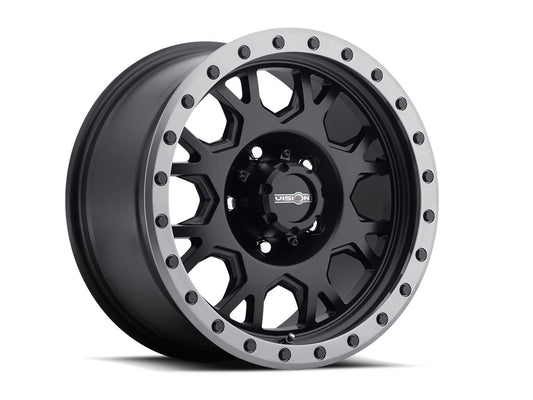 Vision Wheel - Vision GV8 Invader - Matte Black w/ Anthracite Lip - 17 X 9" - 5 ON 5" - 5.45" B.S.