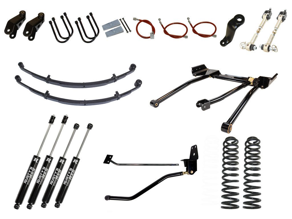 Rusty's XJ Cherokee 6.5" Long Travel Kit with 4.5" Rear Leaf Springs and 1.5" Extended Shackles