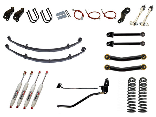 Rusty's XJ Cherokee 6.5" Spring Pack Kit With 4.5" Rear Leaf Springs And 1.5" Extended Shackles