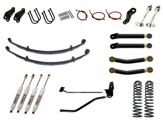 Rusty's XJ Cherokee 6.5" Spring Pack Kit With 4.5" Rear Leaf Springs And 1.5" Extended Shackles