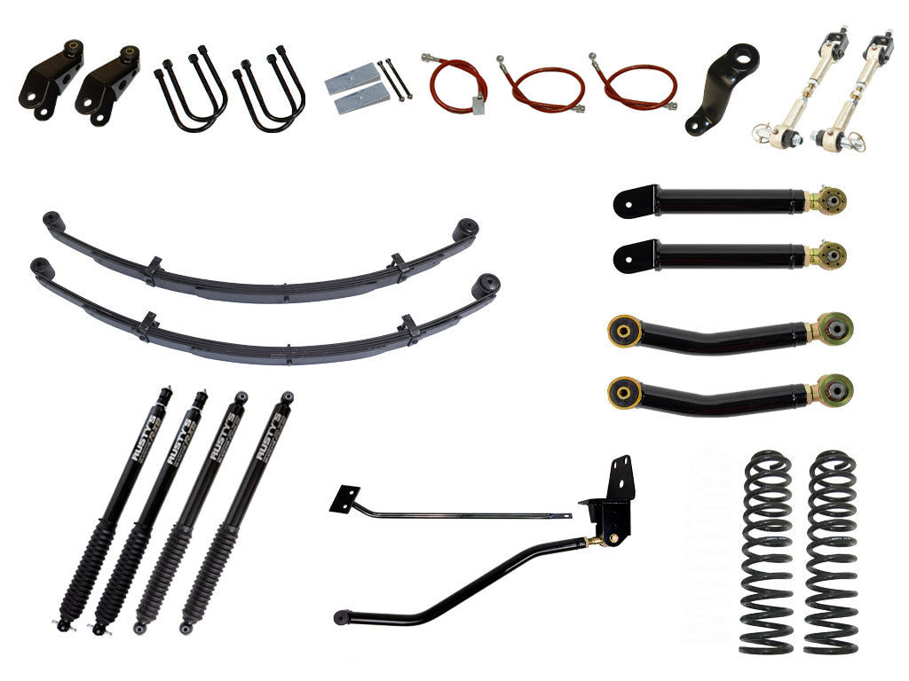 Rusty's XJ Cherokee 6.5" Spring Pack Kit With 4.5" Rear Leaf Springs And 1.5" Extended Shackles