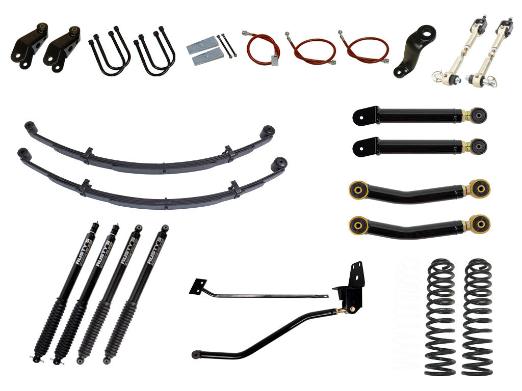 Rusty's XJ Cherokee 6.5" Spring Pack Kit With 4.5" Rear Leaf Springs And 1.5" Extended Shackles