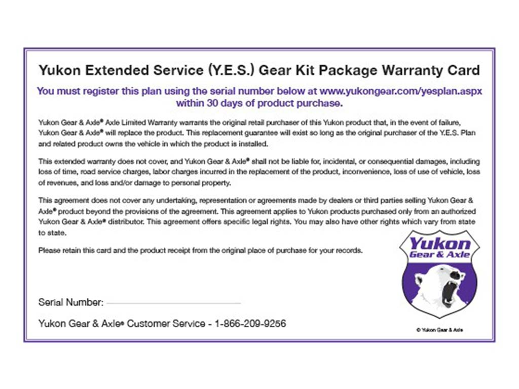 Yukon Extended Service Plan for Yukon Gear Kits