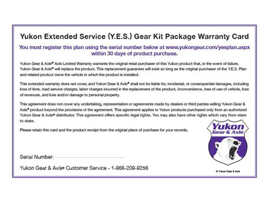 Yukon Extended Service Plan for Yukon Gear Kits