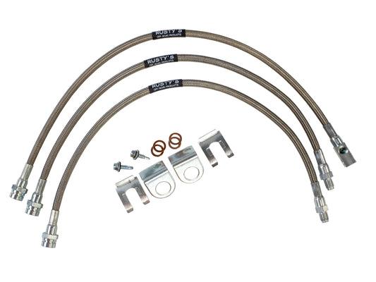 Rusty's Stainless Steel Brake Hoses with Front and Rear Drum Brakes ('60-'76 CJ Models)