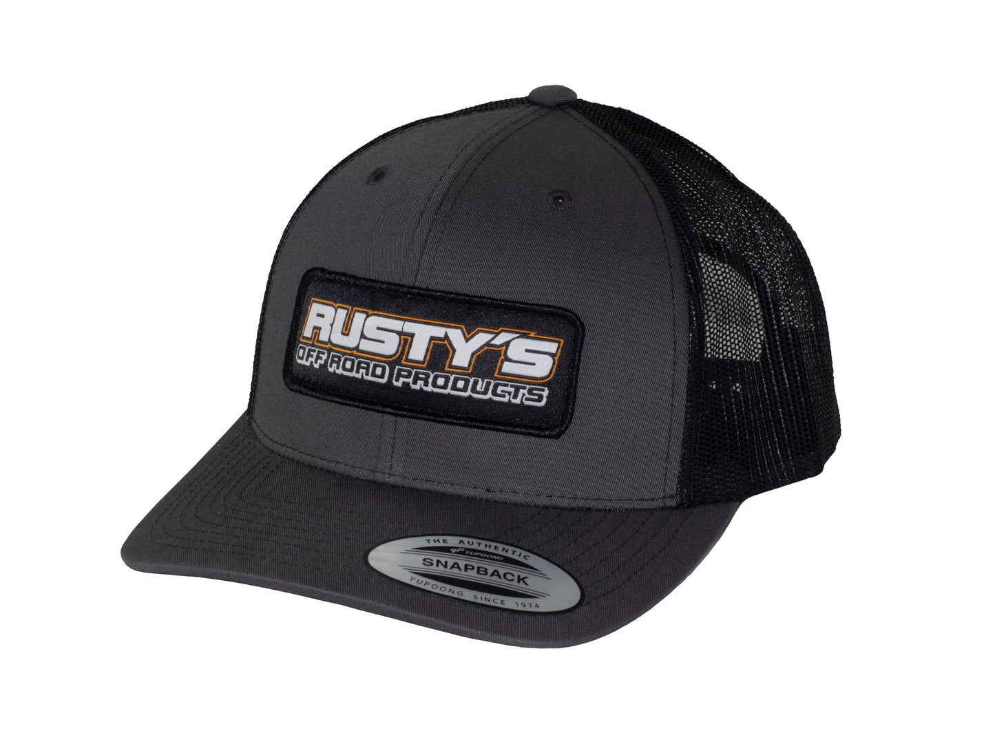 Rusty's Grey Snapback Patch Logo Hat