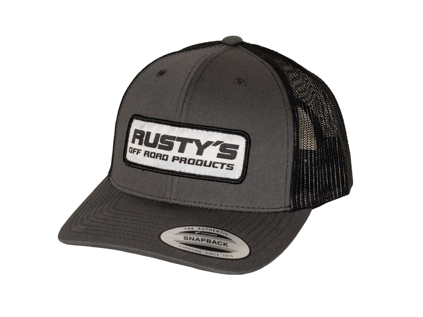 Rusty's Grey Snapback Patch Logo Hat