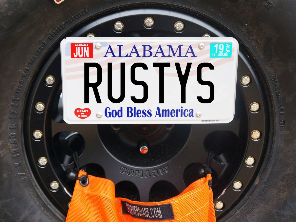 Rusty's License Plate Relocation Bracket for JBJL6767 Tire Carrier - JL Wrangler